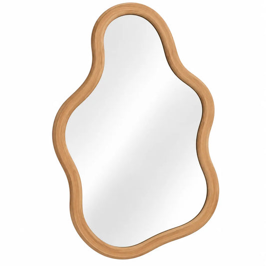 Round framed decorative mirror in brown and silver with a sleek, modern design for home decor.